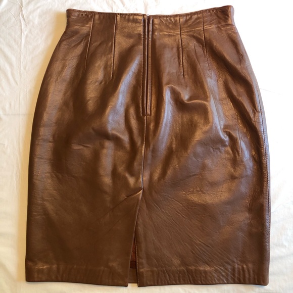 Lord & Taylor Brown Leather Skirt Size 6 - Picture 2 of 5